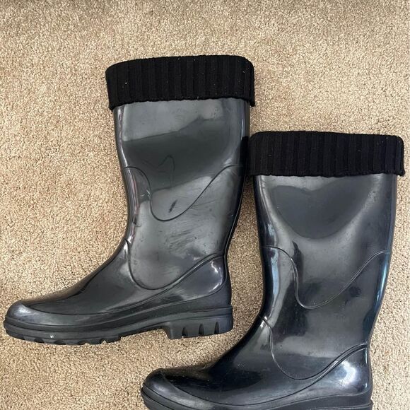 Women’s Kamik Kelly Rain Boots Black Fleece-lined Mid-calf size 7 - Picture 3 of 7